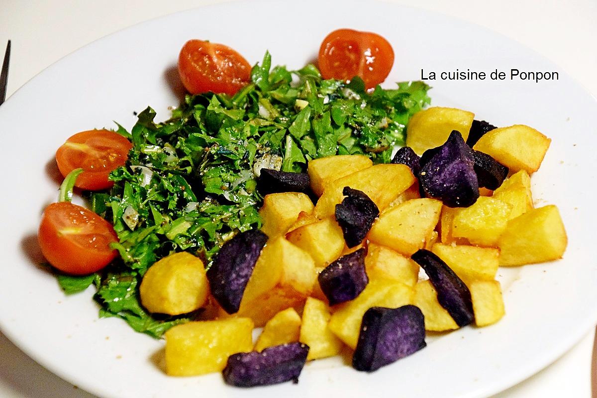 recette Salade de pissenlits et pommes de terre frites, vegan