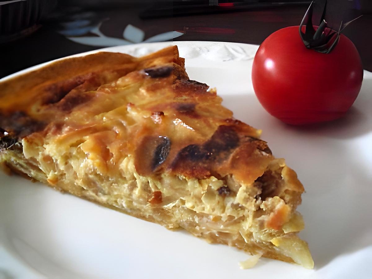 recette TARTE OIGNONS ET CHAMPIGNONS