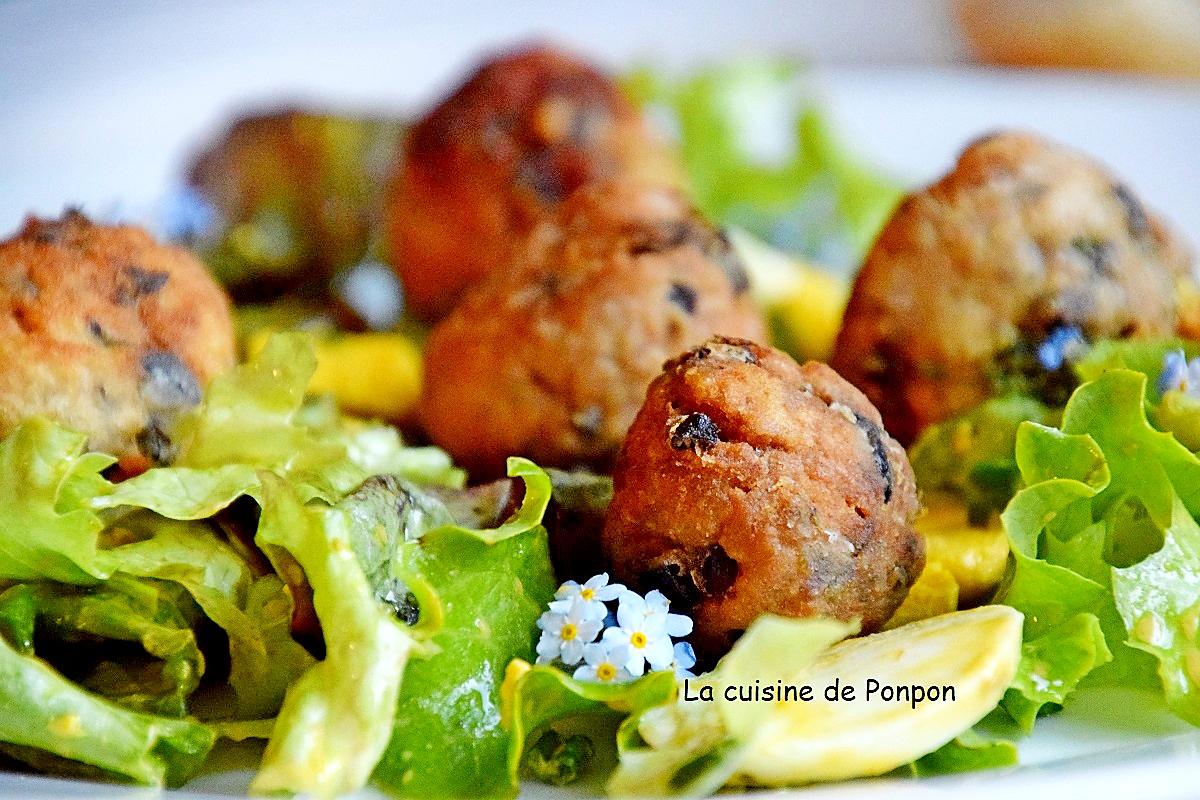 recette Polpettine de thon aux herbes et aux olives noires