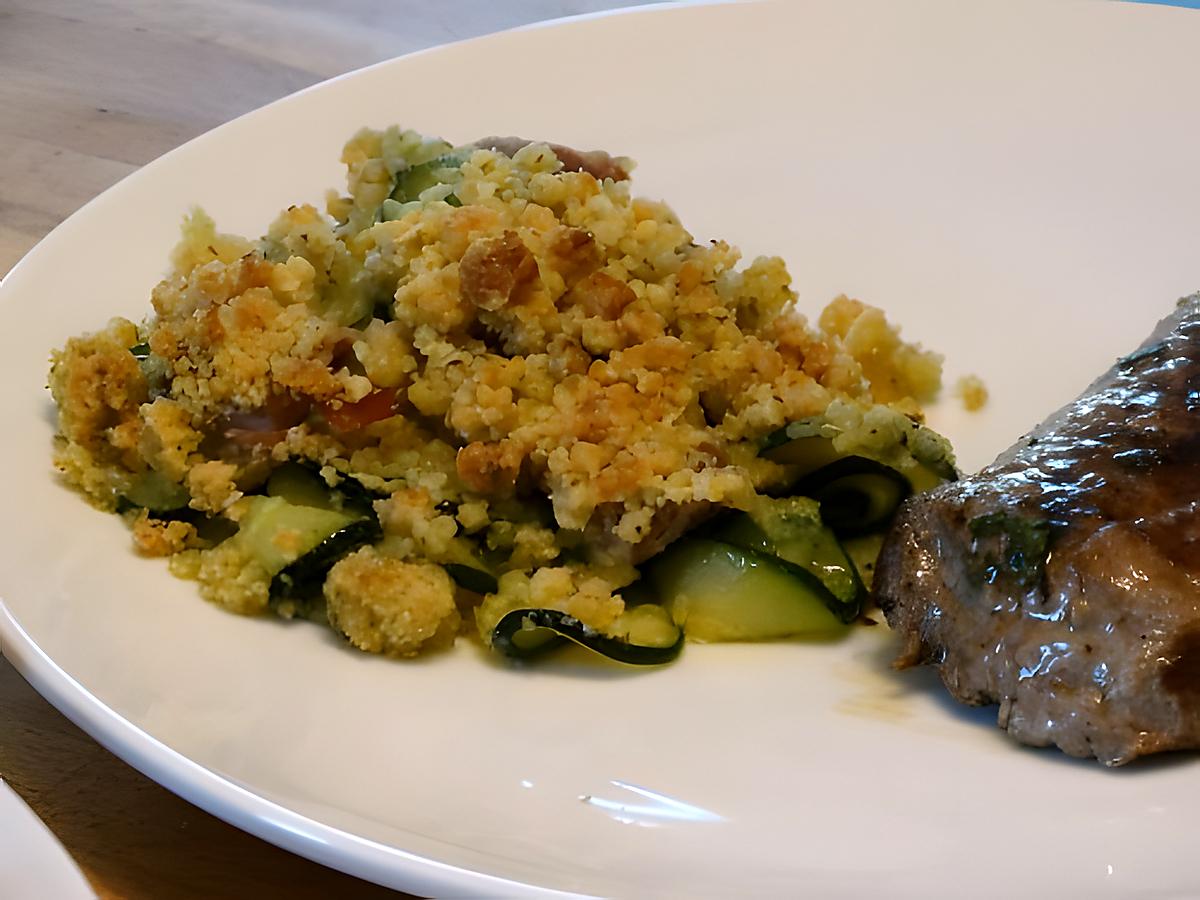 recette Crumble de Courgettes - Serrano au Parmesan et Origan