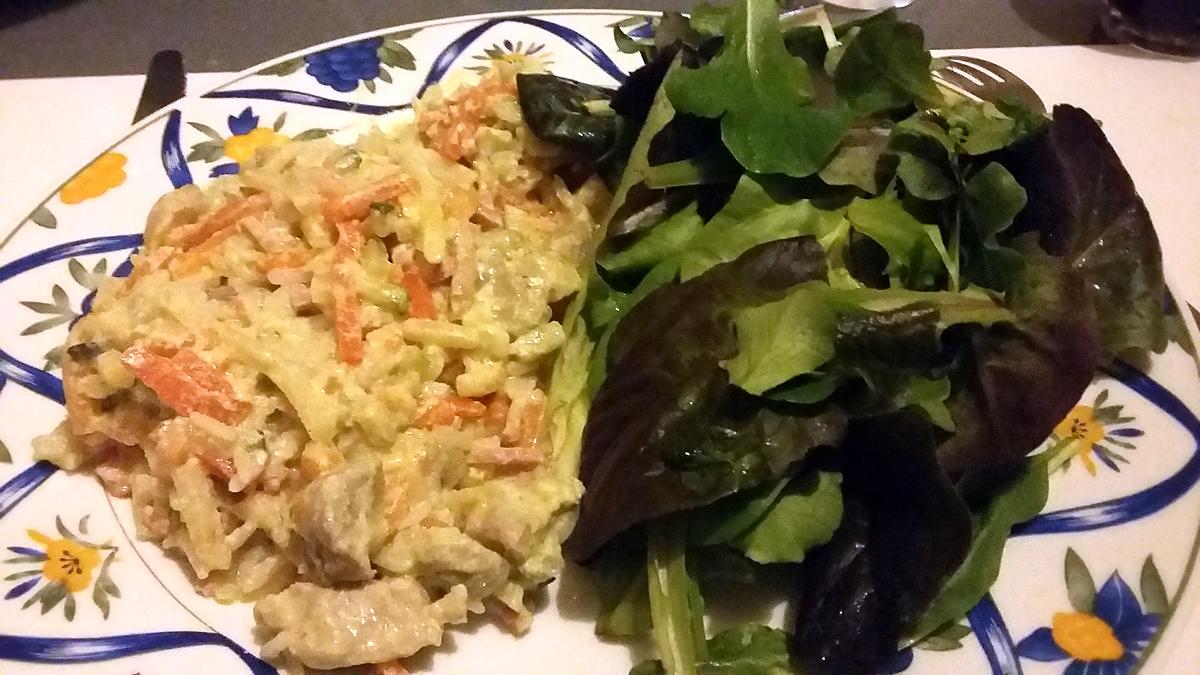 recette Julienne de légumes champignons porc riz