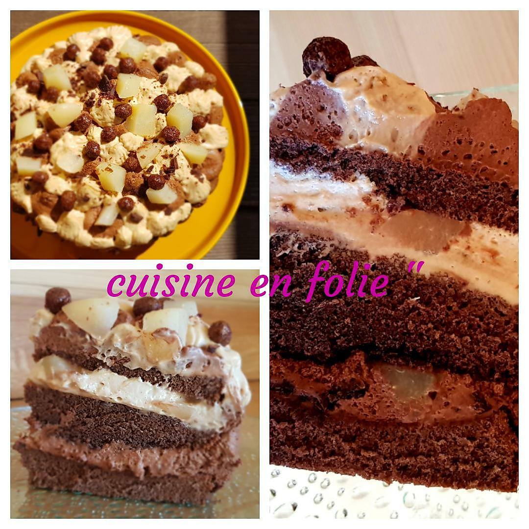 recette Gateau poire chocolat-praliné ( fondant et croustillant)