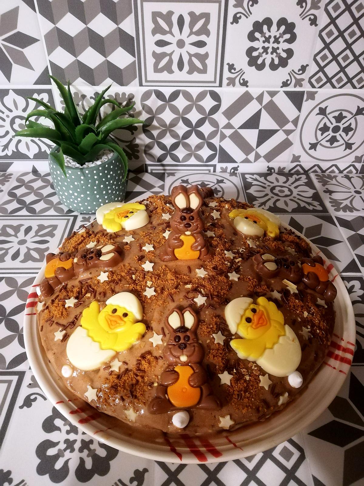 recette Gâteau de Pacques chocolat praliné, café