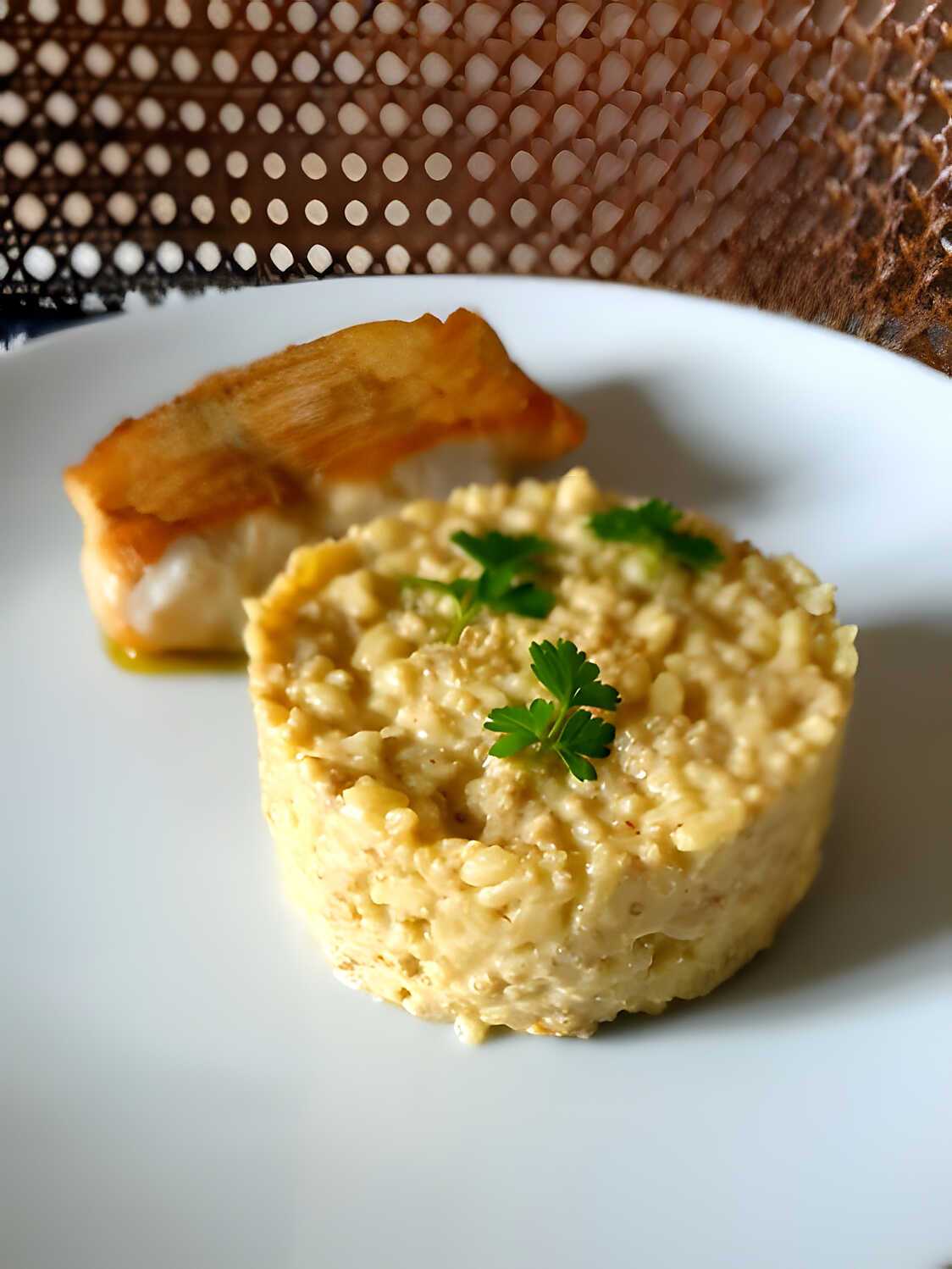 Quinorisotto au Saint Marcellin et safran de Bretagne