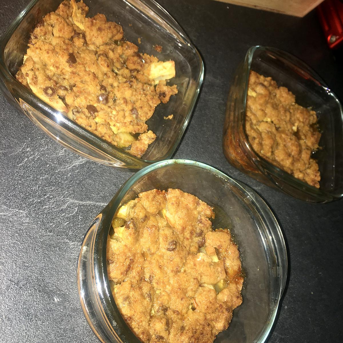 recette Crumble de pomme/ banane aux pépites de chocolat