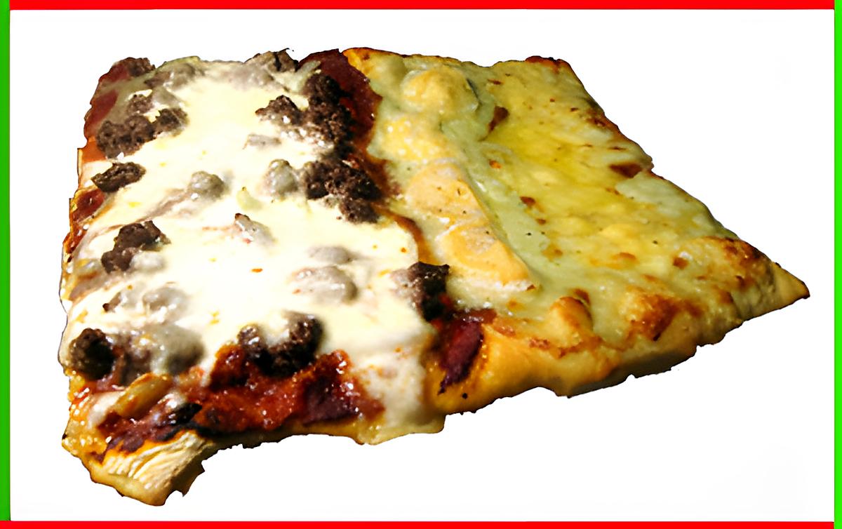 recette Pizza bi-goût : 4 fromages et viande hâchée