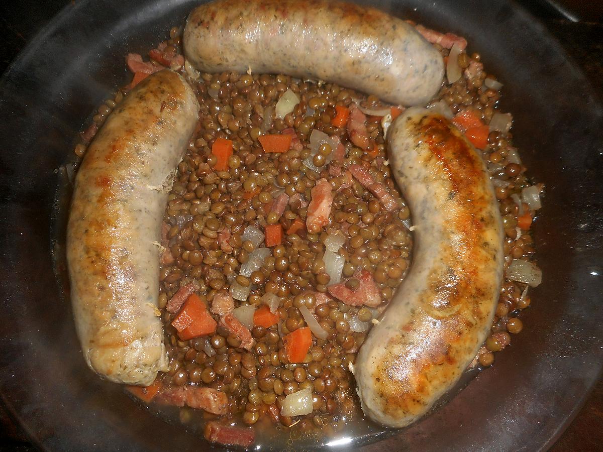 recette Saucisse de canard aux lentilles vertes du puy