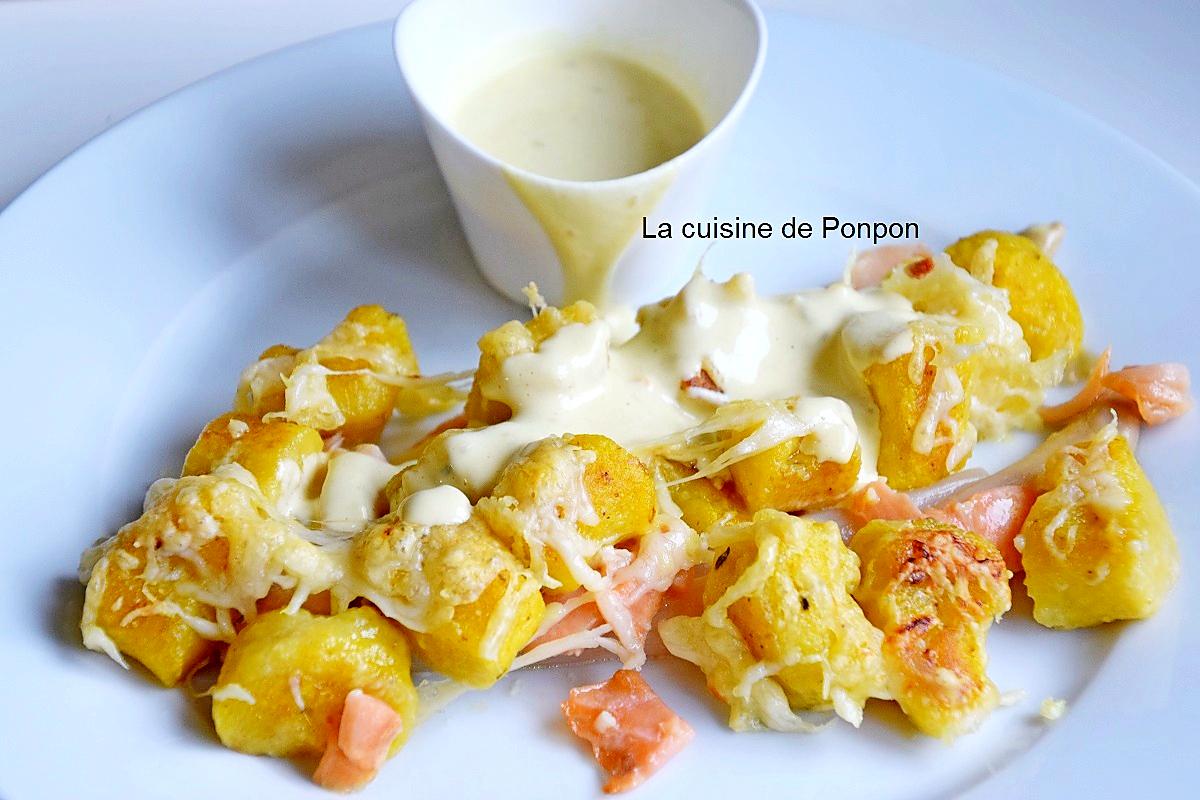 recette Gratin de gnocchi au saumon fumé et asperges