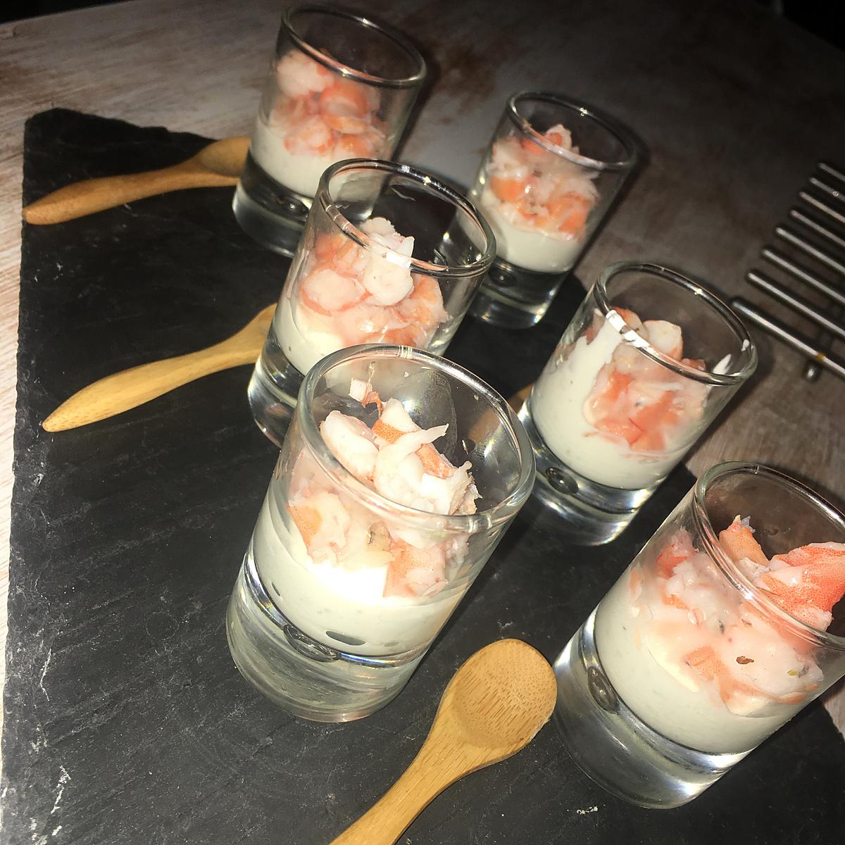 recette Verrine de Boursin fromage blanc crevettes