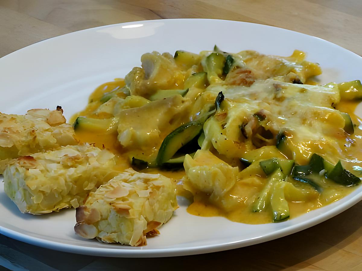 recette Gratin de Poisson aux Courgettes,  Béchamel au Curcuma - Paprika