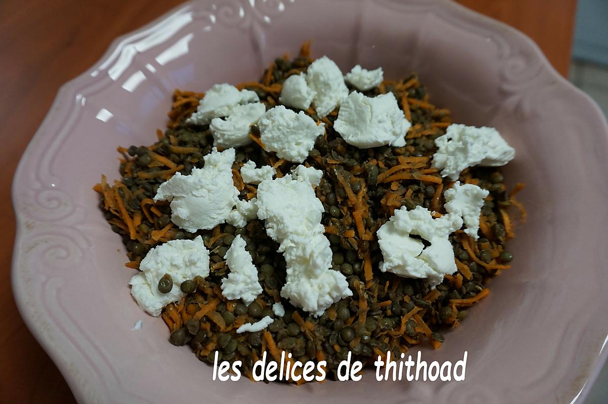 recette salade de lentilles, carottes et chèvre frais