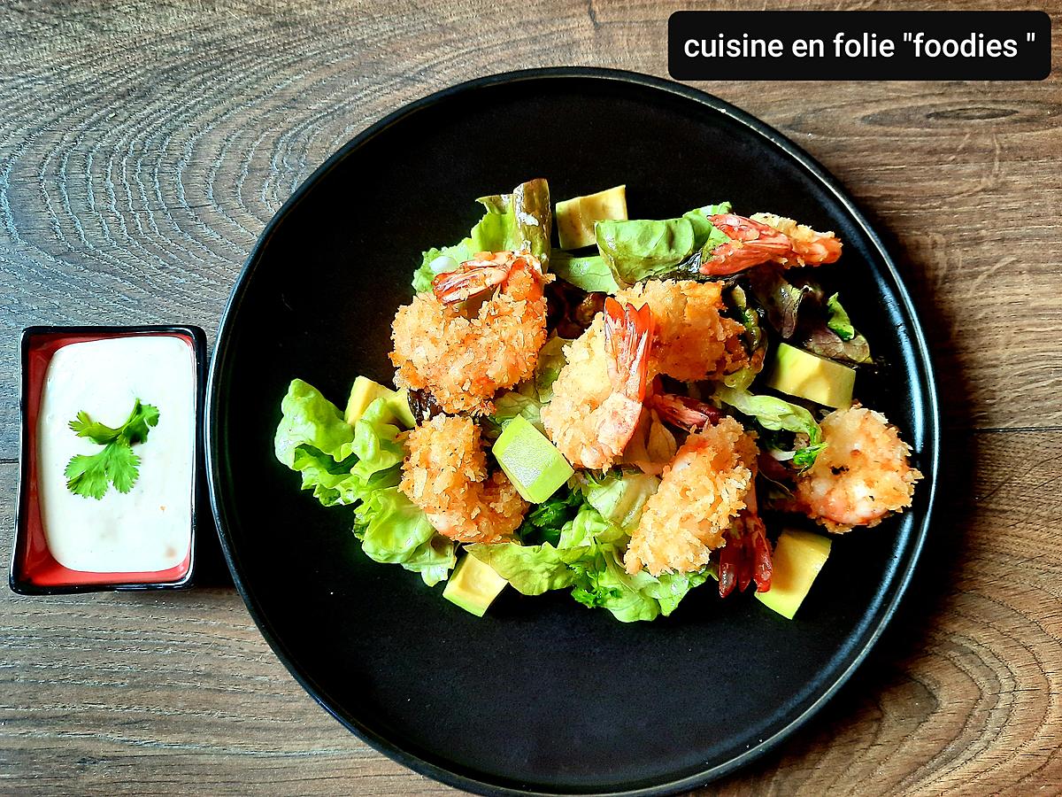 recette Salade de crevettes au panko inspirée de Cyrille lignac