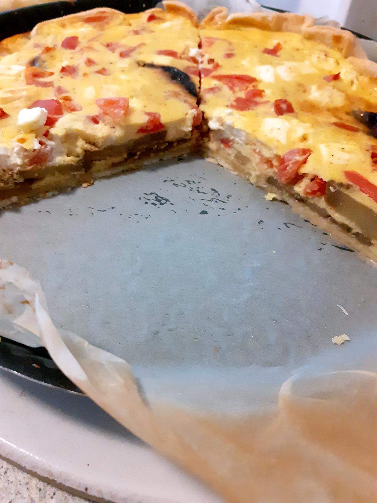 recette Quiche aubergine, feta et tomates