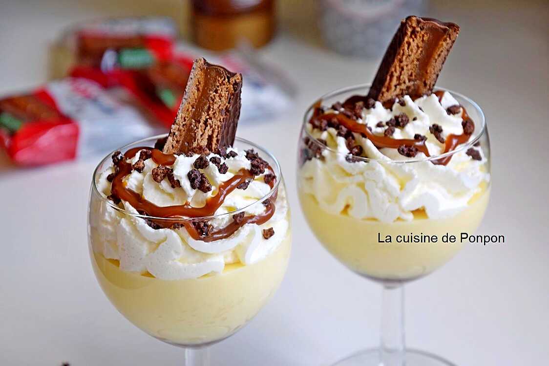 Recette de Crème au chocolat blanc et caramel au beurre salé, sans