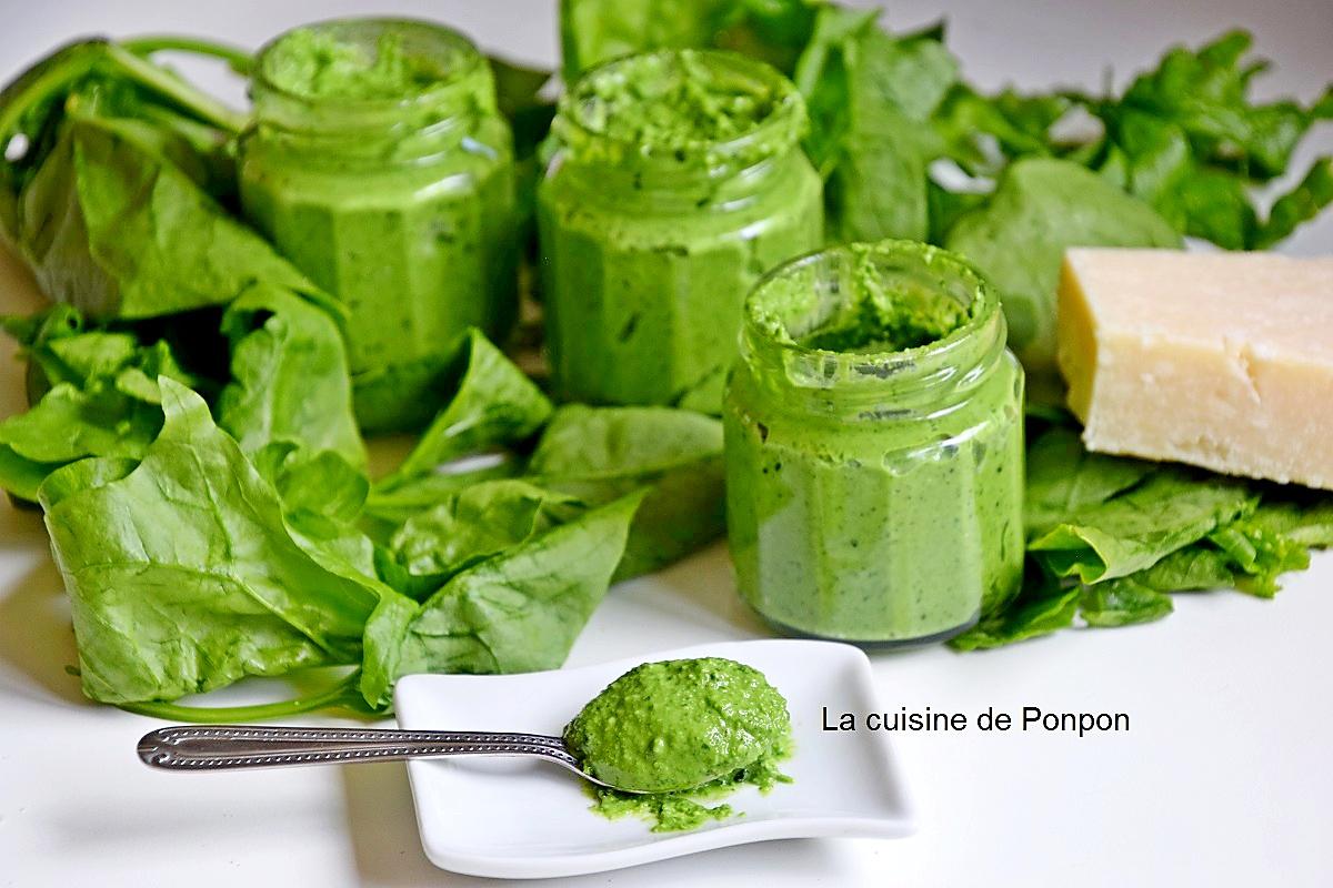 recette Pesto aux feuilles d'épinard et spiruline, végétarien