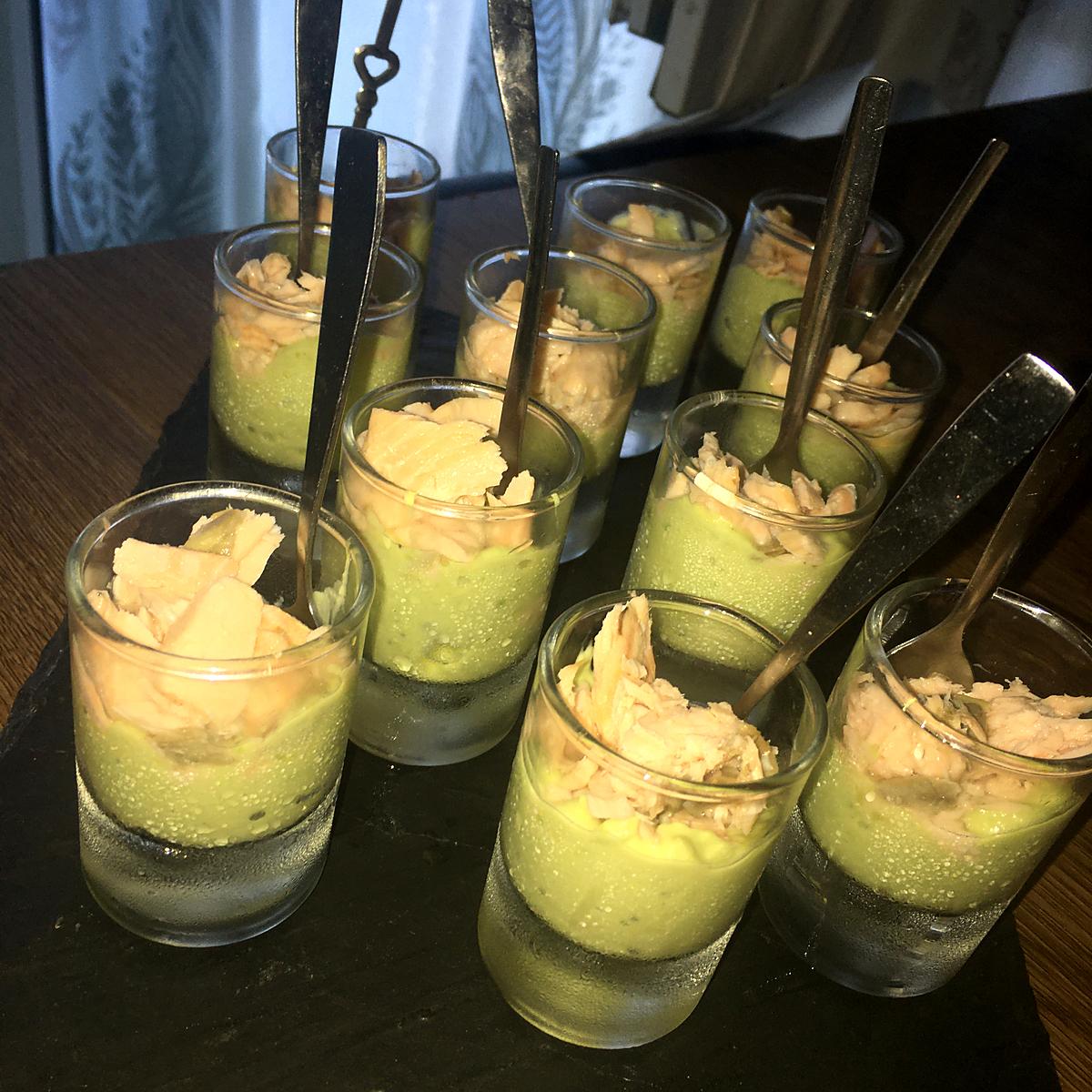 recette Verrines d'avocat au yaourt et saumon