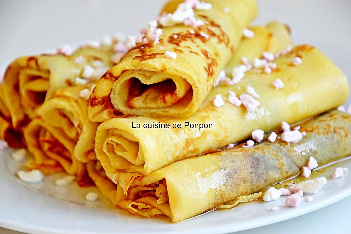 recette Crêpe du chef Piège garnie de confiture de framboise et sirop de gingembre