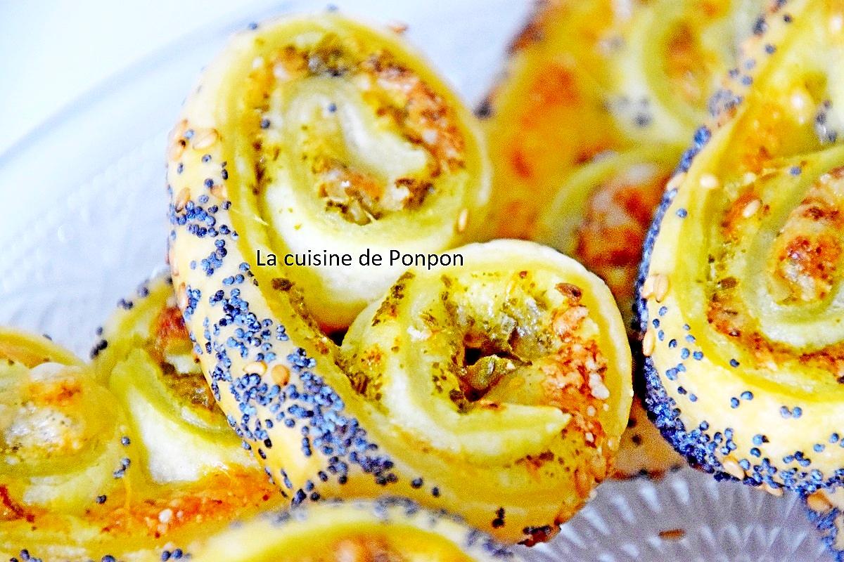 recette Palmier au pesto et graines de sésame et pavot, végétarien