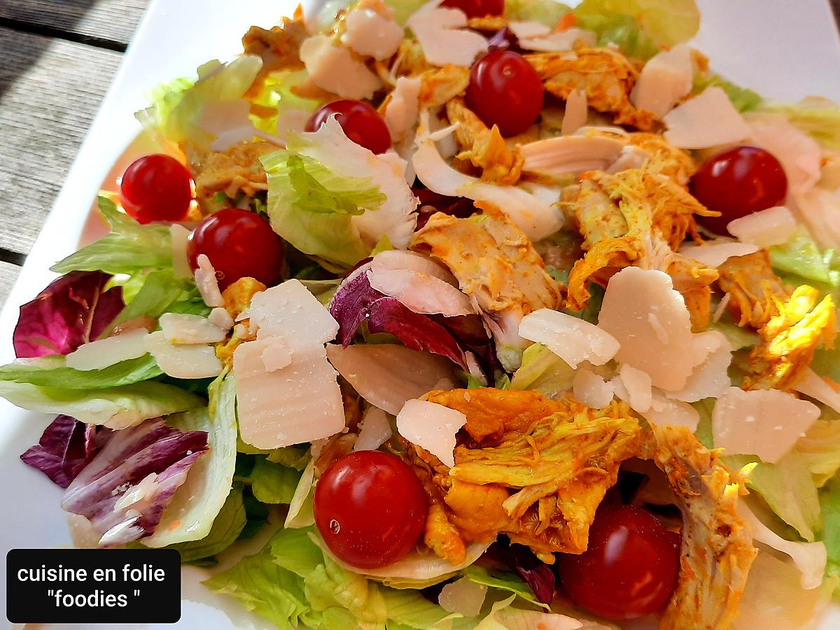 recette Salade au poulet rôti,  vinaigrette au miso