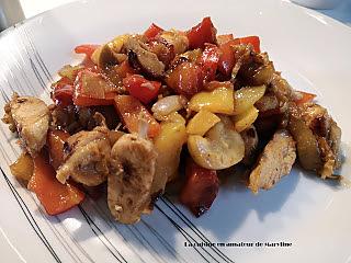 recette Poivrons sautés au poulet