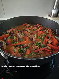 recette Poivrons aux haricots rouges et viande hachée