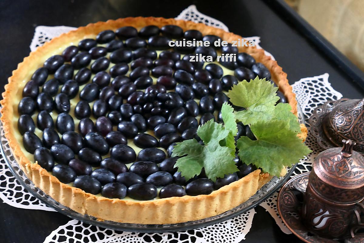 recette TARTE AUX RAISINS NOIRS MUSCATS ET CRÈME MOUSSELINE