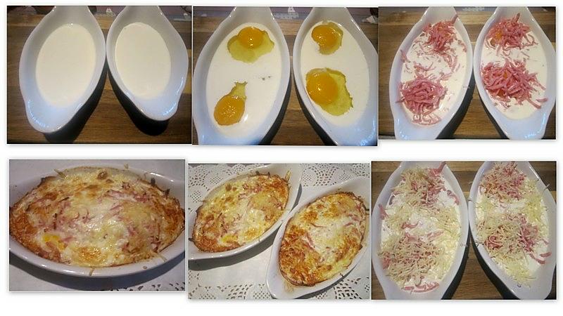 recette Oeufs,jambon.crème fraiche,gratiné au four.