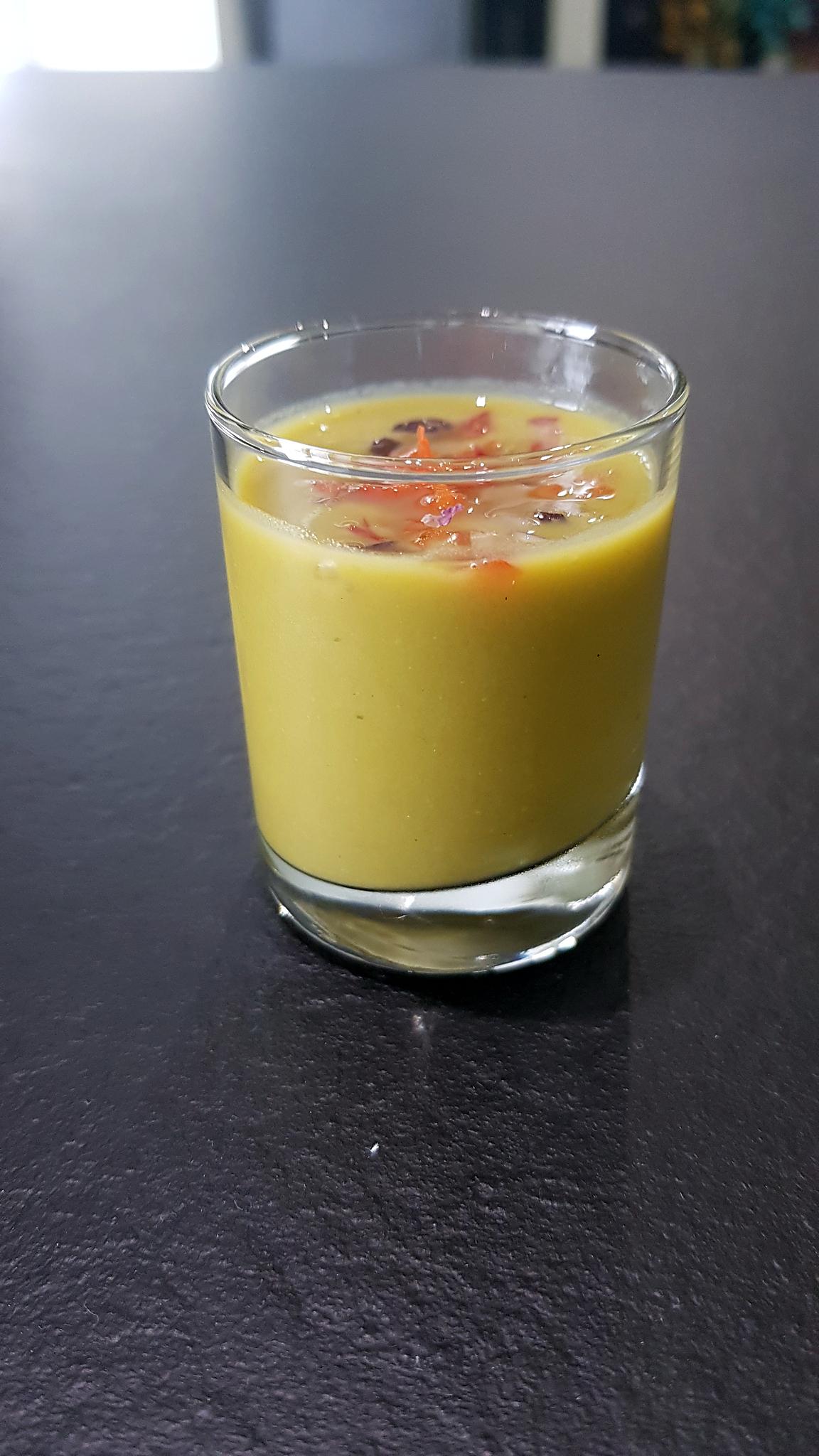 recette Verrine velouté de petits pois et ses légumes croquants