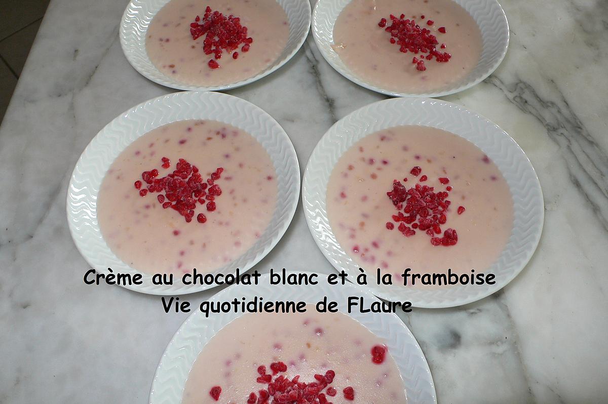 recette Crème au chocolat blanc et à la framboise