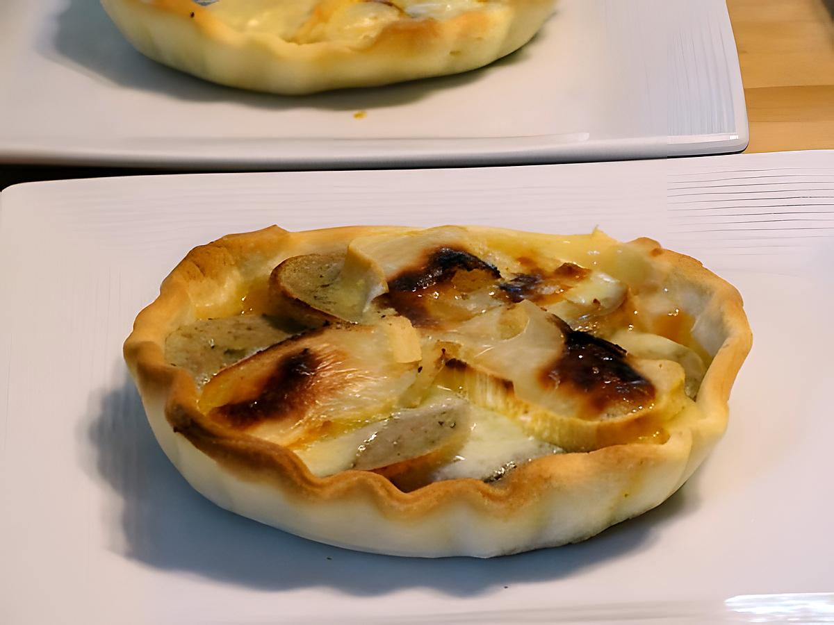 recette Tartelette Sucrée-Salée au Boudin Blanc et Reblochon