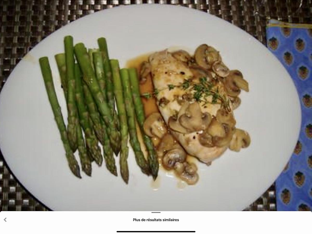 recette Poulet aux champignons, sauce au citron et au thym