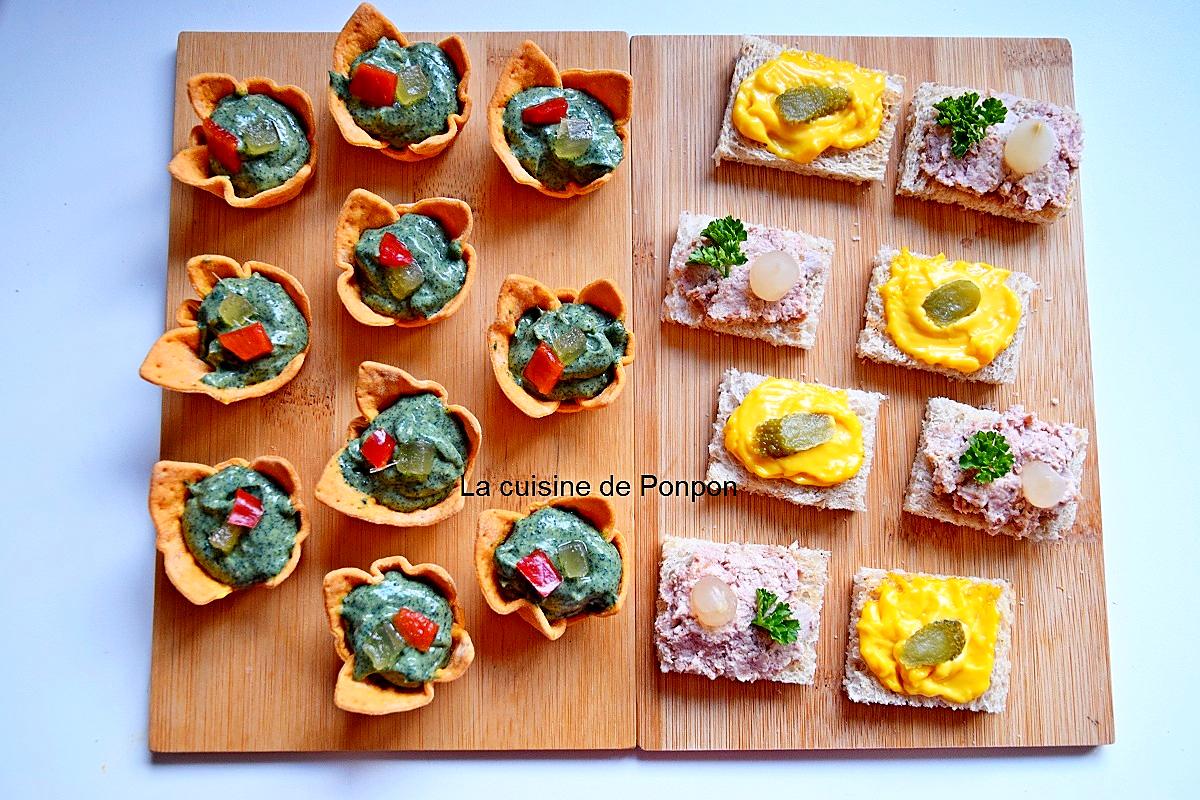 recette Amuse bouche avec guacamole et spiruline et toast avec rouille ou terrine strasbourgeoise