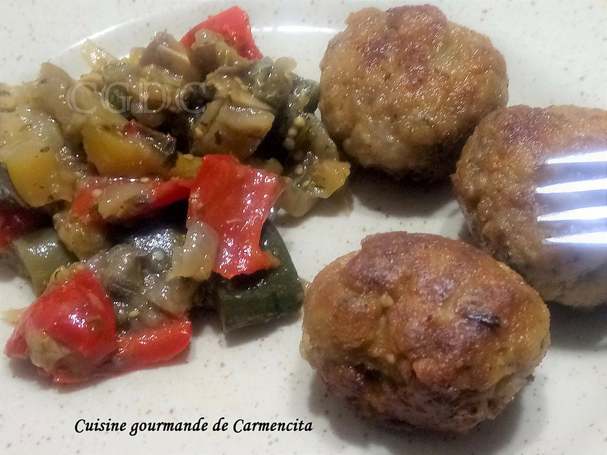 recette Boulettes de viande aux pois chiche et poêlée de légumes d’été