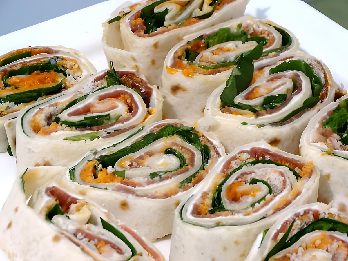 recette Wraps au Jambon Cru et Pesto Rouge