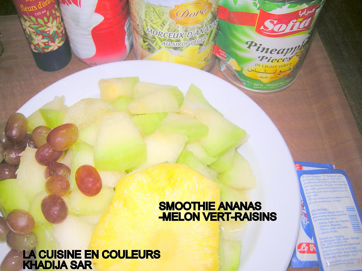 recette Smoothie ananas-melon vert-raisins