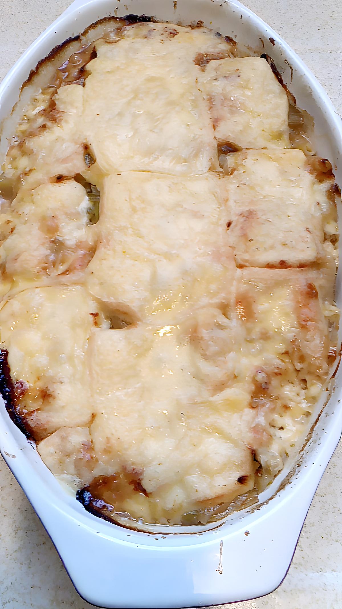 recette gratin pate poireaux poitrine fumé façon raclette