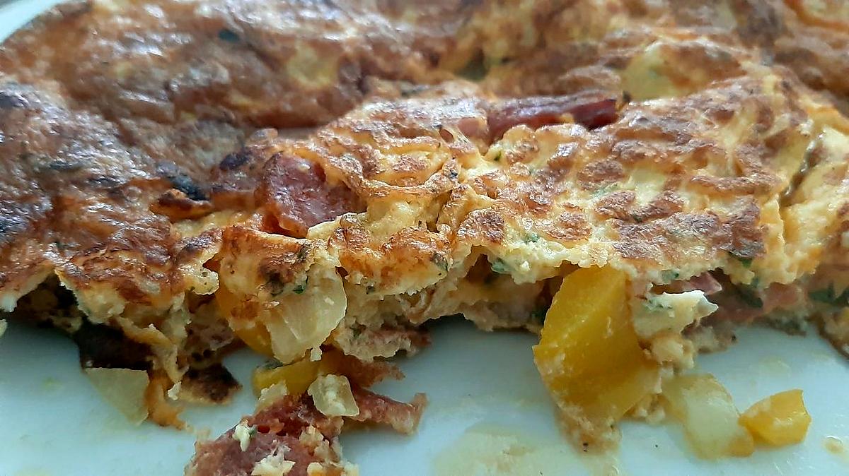 recette Omelette aux poivrons , champignons et chorizo