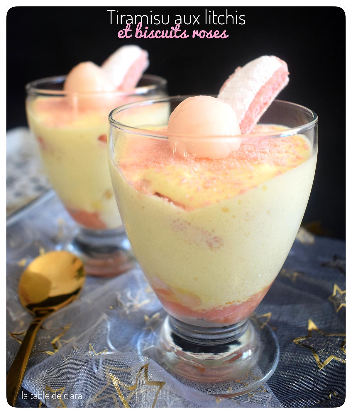 recette Tiramisu aux litchis et biscuits roses