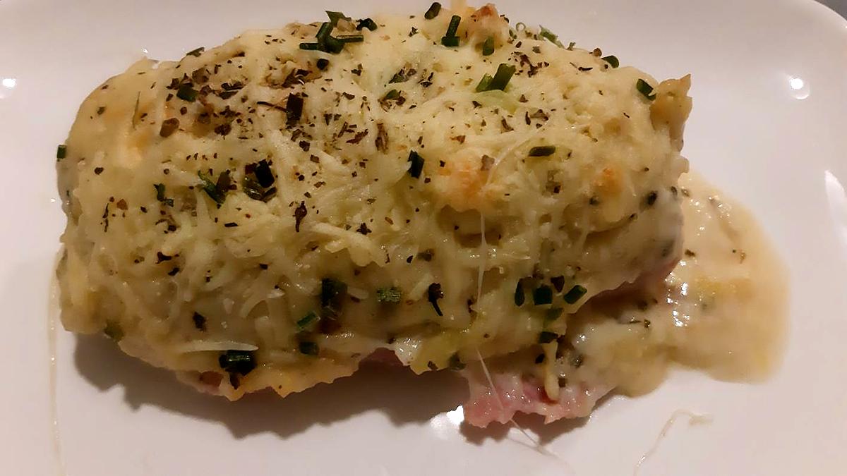 recette Gratinée d'Endives au Jambon ( Cœur Coulant mozzarella et béchamel au Parmesan )