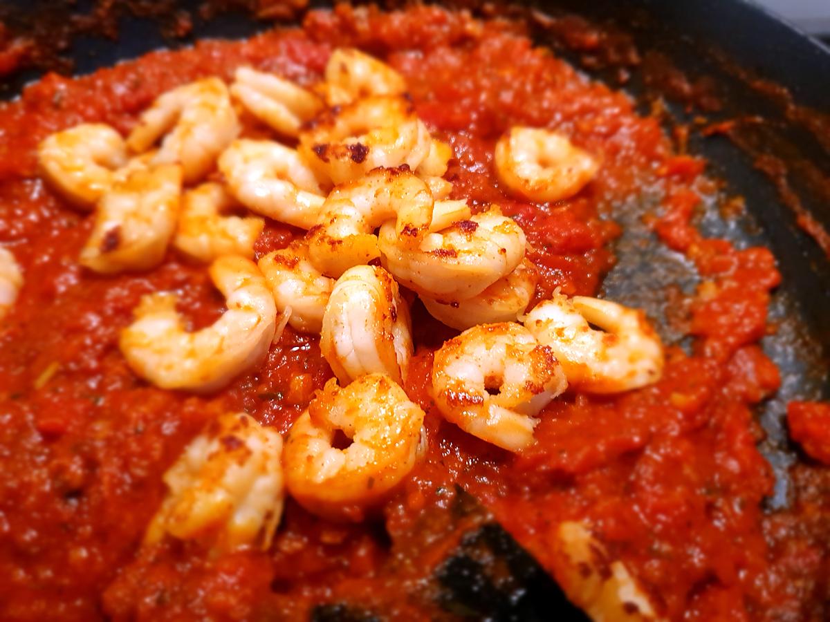 recette Pâtes aux crevettes, sauce tomate