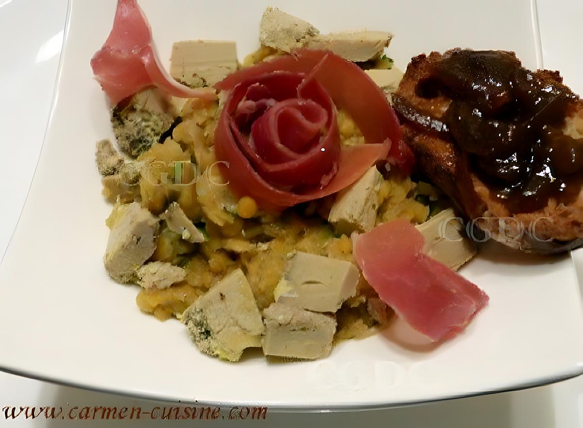 recette Salade de lentilles corail au foie gras