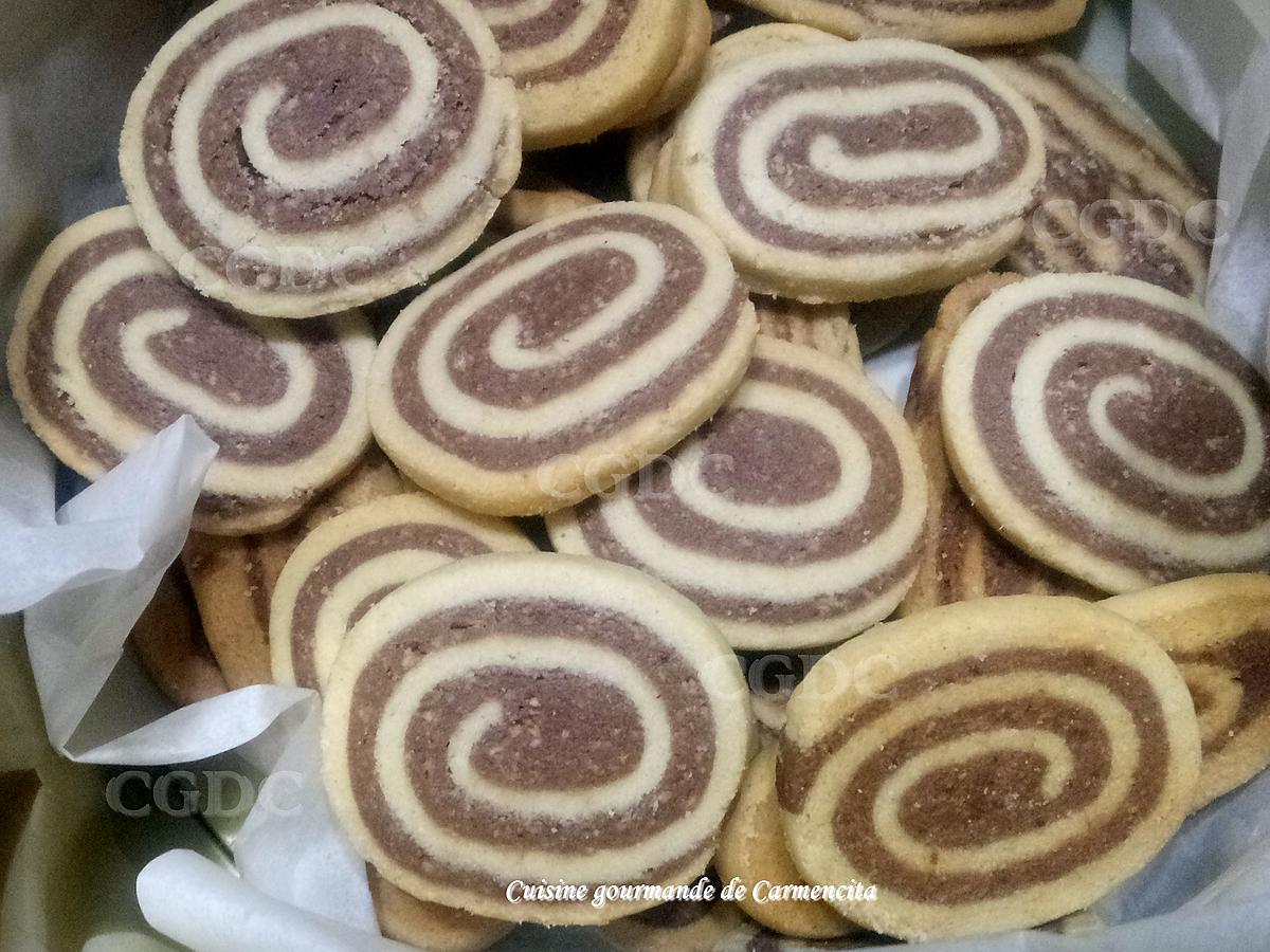 recette Biscuits spirales au chocolat et noisettes