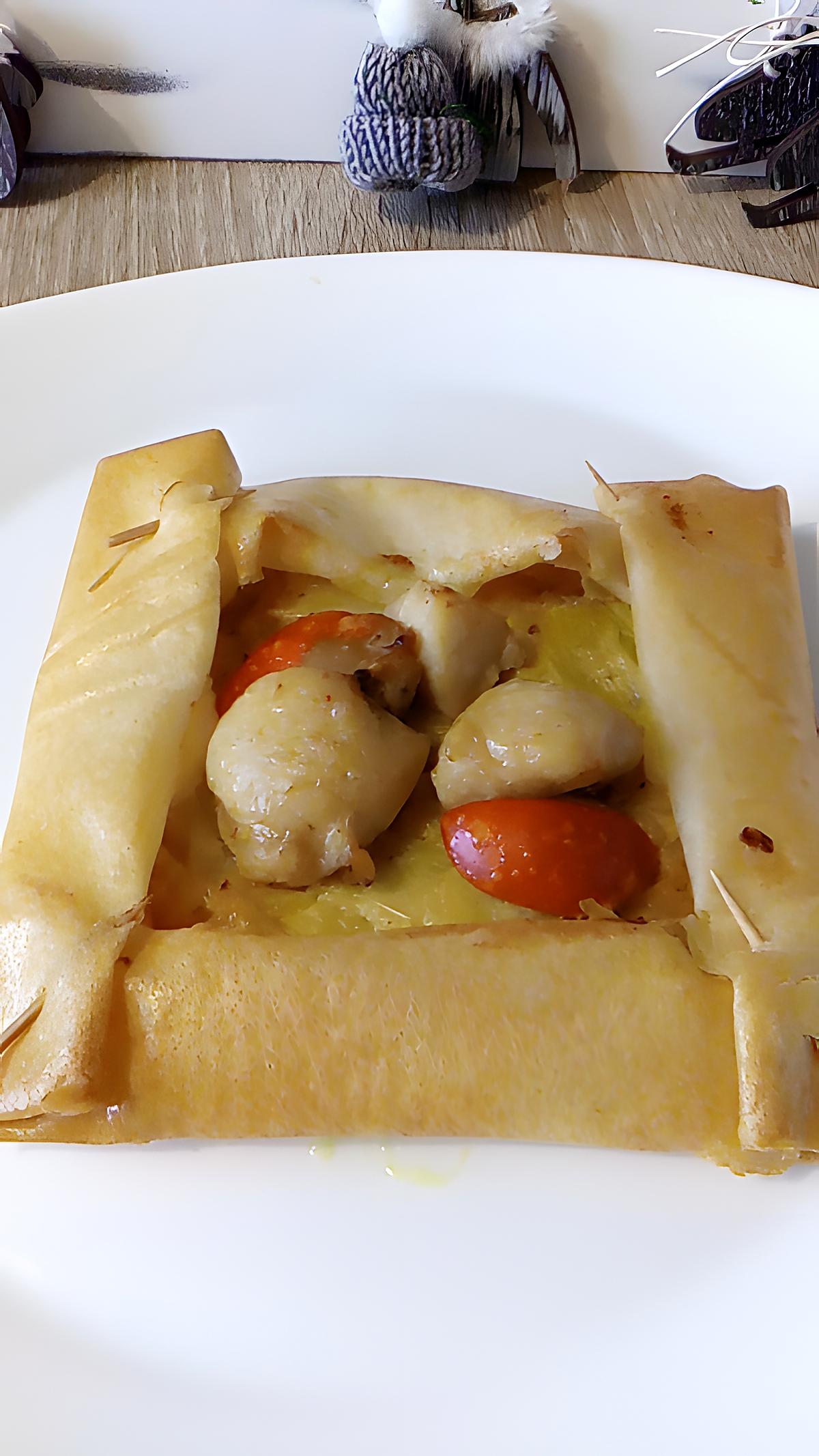 recette croustille de saint jacques sur lit de poireaux