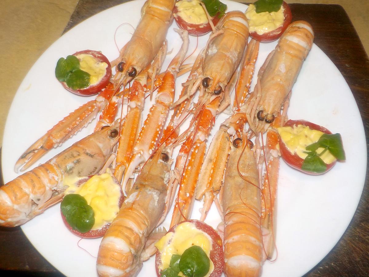 recette Langoustines royales tomates grappes mayonnaise au citron