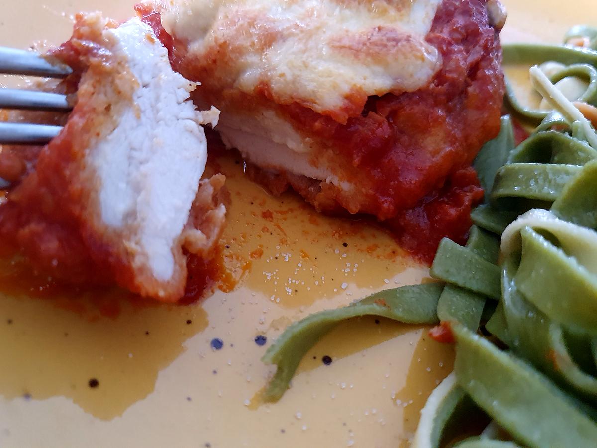 recette Escalope de Poulet sauce tomate gratiné