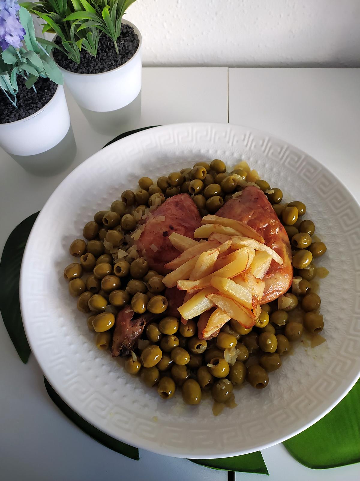 recette POULET AUX OLIVES ET FRITES MAISON