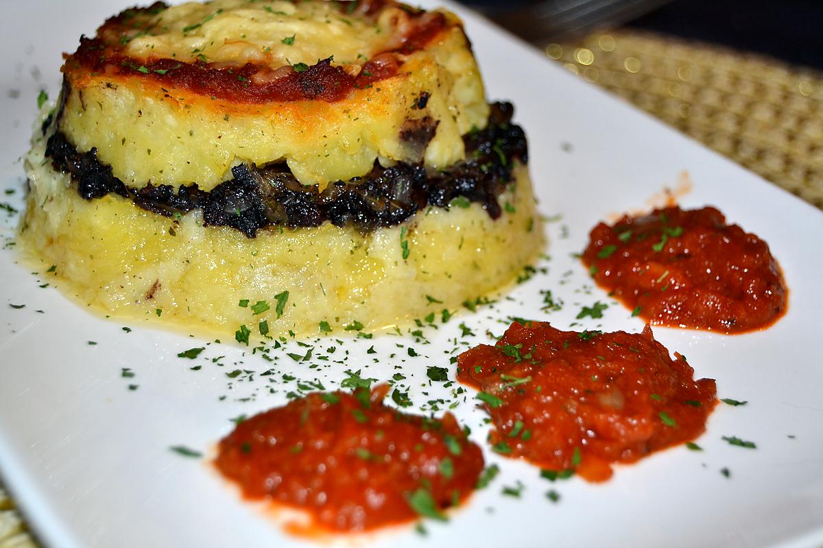 recette Parmentier Chou fleur , Pommes de Terre , Parmesan et Boudin Noir