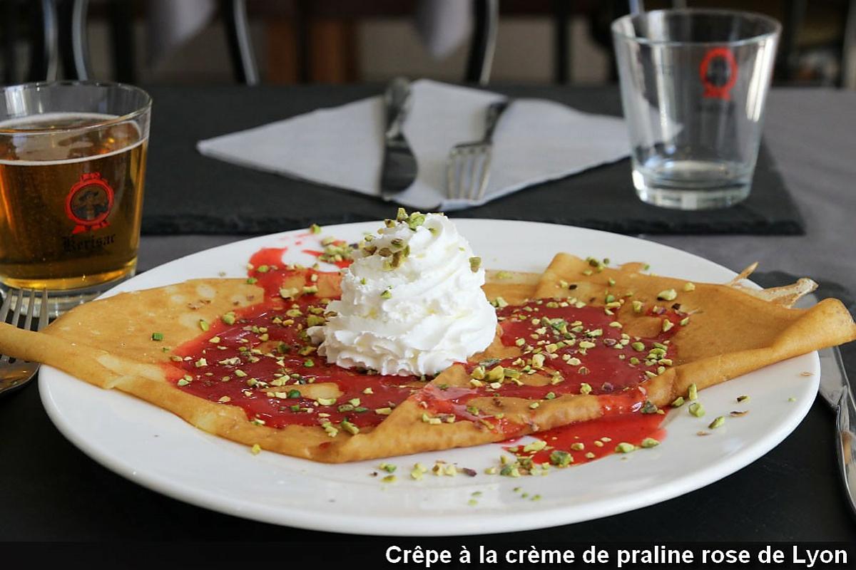 recette crêpe à la crème de pralines roses de Lyon