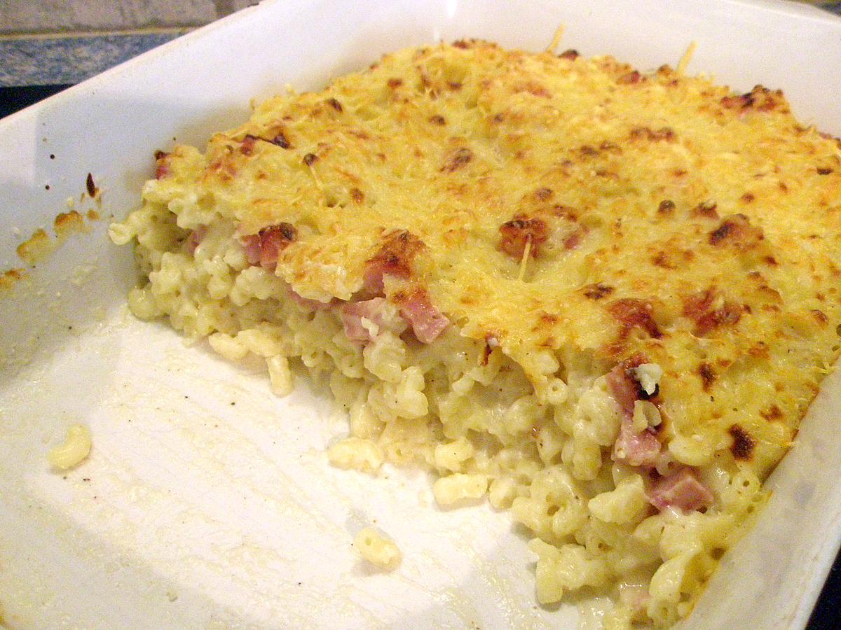 recette Gratin de coquillette au jambon