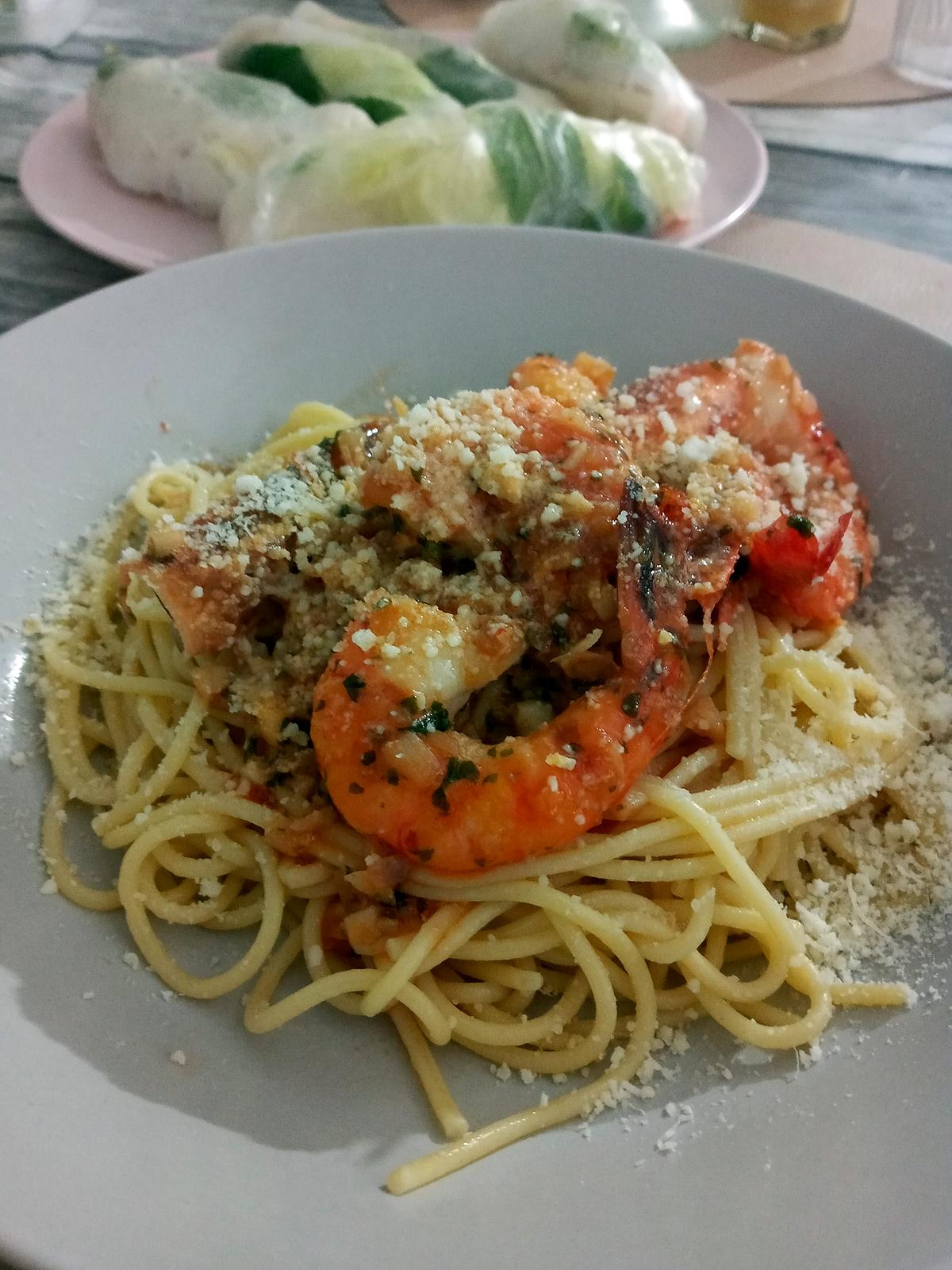 recette Spaghettis sauce aux gambas